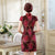 Cap Sleeve Floral Velvet Cheongsam Chinese Dress