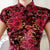 Vestido chino cheongsam de terciopelo floral con mangas casquillo