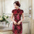 Cap Sleeve Floral Velvet Cheongsam Chinese Dress