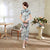 Cap Sleeve Tea Length Floral Linen Cheongsam Chinese Dress