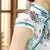 Cap Sleeve Tea Length Floral Linen Cheongsam Chinese Dress