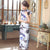 Tee-Länge Leinen Cheongsam Chinesisches Kleid mit Flügelärmeln und handgemachter Zeichnung