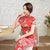 Cap Sleeve Tea Length Floral Cheongsam Chinese Dress