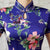 Vestido chino cheongsam floral con manga casquillo hasta el té