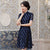 Cheongsam Top Knielanges Polka Dots Spitze Ao Dai Kleid