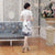 Cheongsam Top Knielanges Ao Dai Kleid mit handgemachtem Zeichnungsmuster