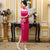 Chinesisches Cheongsam-Kleid aus Seidenmischung mit Illusionsausschnitt Blumenstickerei