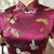 Robe chinoise Cheongsam de longueur de thé en brocart floral à mancherons