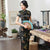 Tee-Länge Blumenbrokat Cheongsam Chinesisches Kleid mit Flügelärmeln