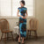 Robe chinoise Cheongsam en mélange de soie florale longueur thé