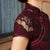 Cap Sleeve Tea Length Floral Lace Cheongsam Chinese Dress