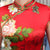 Cap Sleeve Tea Length Floral Silk Blend Cheongsam Chinese Dress