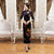 Half Sleeve Tea Length Floral Velvet Cheongsam Chinese Dress