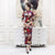 Half Sleeve Tea Length Floral Velvet Cheongsam Chinese Dress