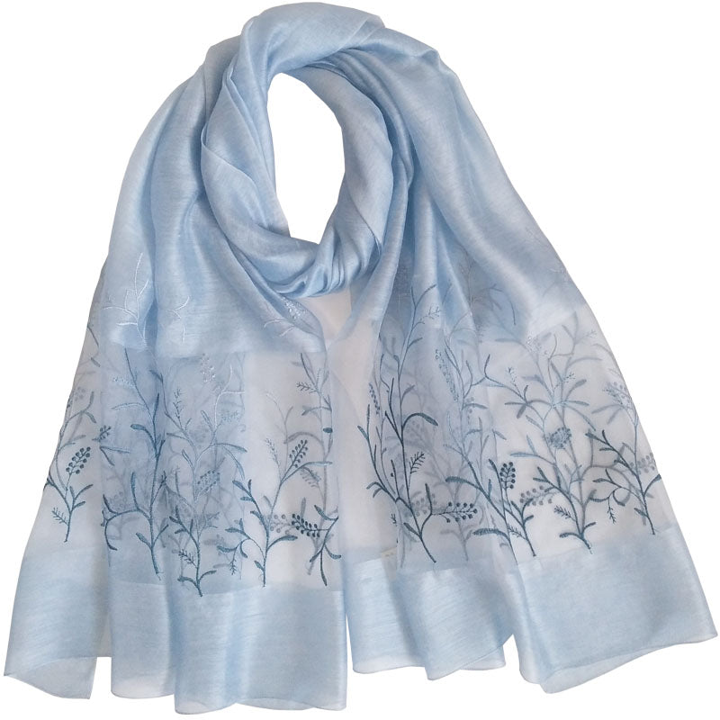 Real Silk Oriental Floral Embroidery Scarf Shawl – IDREAMMART