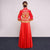 Traje de boda chino tradicional con bordado de dragón y Phenix de manga larga