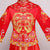 Traditioneller chinesischer Hochzeitsanzug mit langen Ärmeln und Drachen- und Phenix-Stickerei