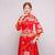 Traditioneller chinesischer Hochzeitsanzug mit langen Ärmeln mit Drachen- und Phönix-Stickerei
