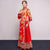 Traditioneller chinesischer Hochzeitsanzug mit langen Ärmeln mit Drachen- und Phönix-Stickerei