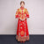 Traje de boda chino tradicional con bordado de dragón y fénix de manga larga