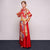 Costume de mariage chinois traditionnel à broderies dragon et phénix à manches cloche