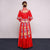 Traditioneller chinesischer Hochzeitsanzug mit Pfingstrosenstickerei und Quasten