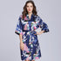 Kimono di seta con motivo a pavone a mezza manica Yukata Sleepwear