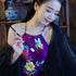 Sexy Schmetterling & Blumen Echt Seide Bauchband Neckholder Top Chinese Dudou