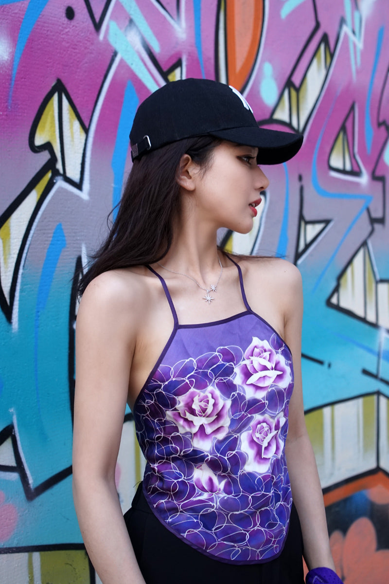 Sexy Floral Real Silk Bellyband Halter Top Chinese Dudou