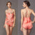 Floral Embroidery Appliques Real Silk Halter Top & Briefs Set
