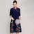 Half Sleeve Floral Embroidery Knee Length Cheongsam Prom Dress