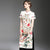 Floral Embroidery Signature Cotton Full Length Ao Dai Cheongsam with Pants