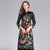 Half Sleeve Floral Embroidery Signature Cotton Full Length Ao Dai Cheongsam with Pants