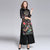Half Sleeve Floral Embroidery Signature Cotton Full Length Ao Dai Cheongsam with Pants