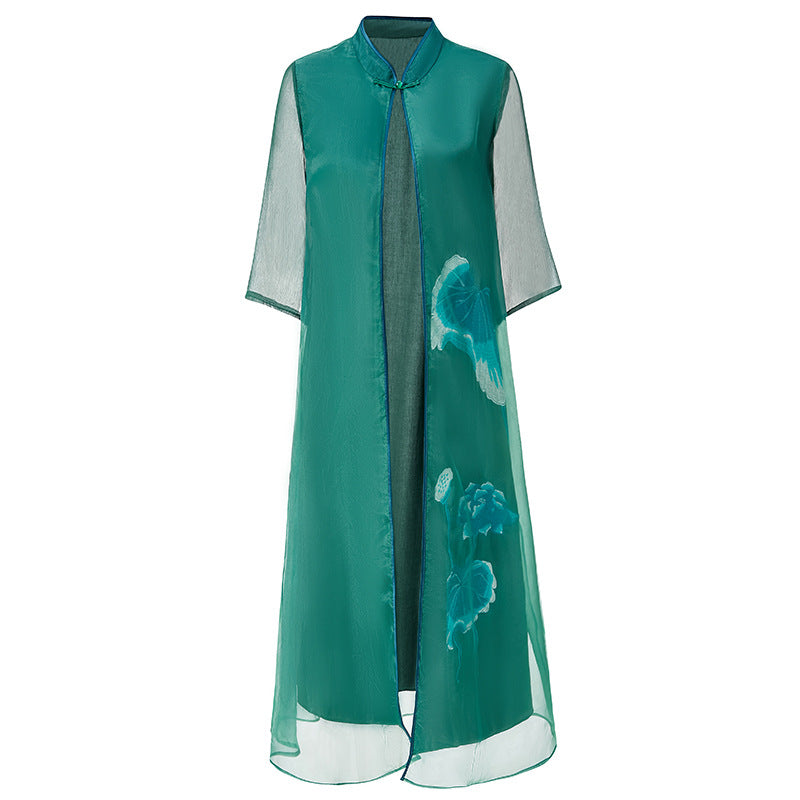 Floral Embroidery Organza Chinese Han Costume Women's Wind Coat