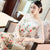 Traje chino Han con bordado floral de media manga y cuello redondo
