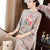 3/4 Sleeve Floral Embroidery Cheongsam Top Women's Suit