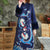 Dragon Embroidery Retro Cheongsam Brocade Wadded Chinese Dress with Fur Cuff