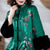 Vogel & Blumenstickerei Chinesische Jacke Damen Wattierter Mantel mit Pelzmanschette