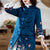 Floral Embroidery Chinese Style Long Women's Wadded Wind Coat with Strap Buttons