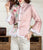 Floral Embroidery Chinese Style Jacket Women's Wadded Coat with Fur Edge