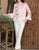 Floral Embroidery Chinese Style Jacket Women's Wadded Coat with Fur Edge