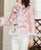 Floral Embroidery Chinese Style Jacket Women's Wadded Coat with Fur Edge