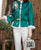 Floral Embroidery Chinese Style Jacket Women's Wadded Coat with Fur Edge