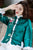 Floral Embroidery Chinese Style Jacket Women's Wadded Coat with Fur Edge