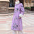 Fur Collar & Cuff Floral Embroidery Chinese Style Long Women's Wadded Wind Coat