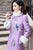 Col et poignets en fourrure Broderie florale Manteau coupe-vent rembourré de style chinois pour femmes