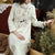 Floral Embroidery Wool Cheongsam Chinese Dress with Fur Stand Collar & Tassles
