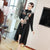Blumenstickerei Langarm im chinesischen Stil Rollkragenpullover Kleid Cocktailkleid