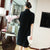 Floral Print Knee Length Half Sleeve Chinese Style Turtleneck Sweater Dress